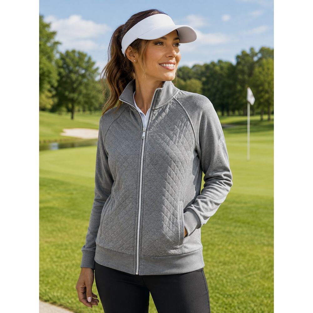 Polo Golf Ralph Lauren Women’s L Gray Quilted Full Zip Jacket Pullover